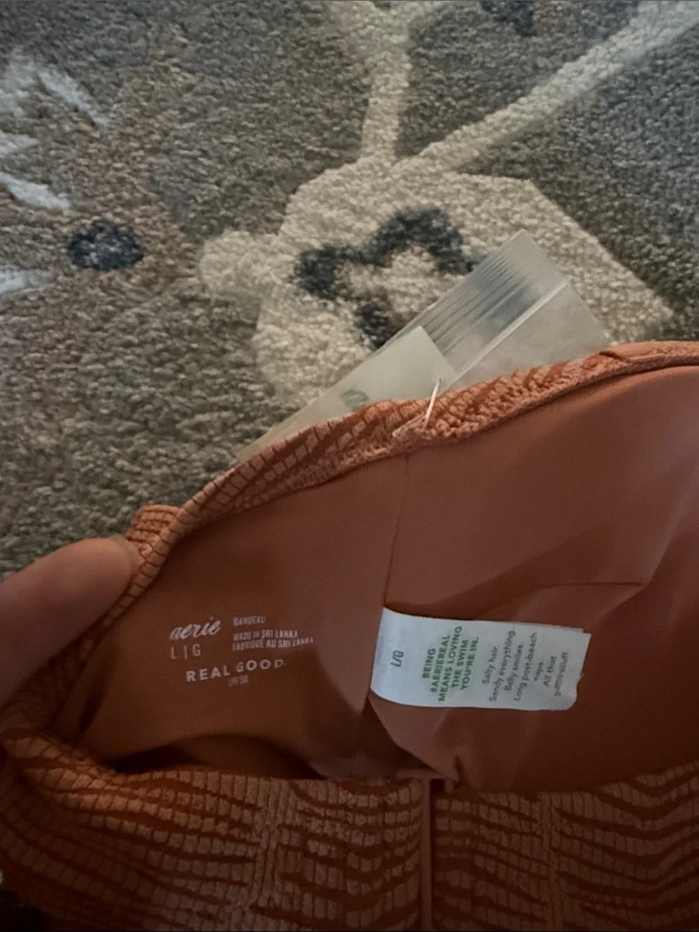 aerie real good swim set top size L and High-Rise Brief size Xl Set in Rust